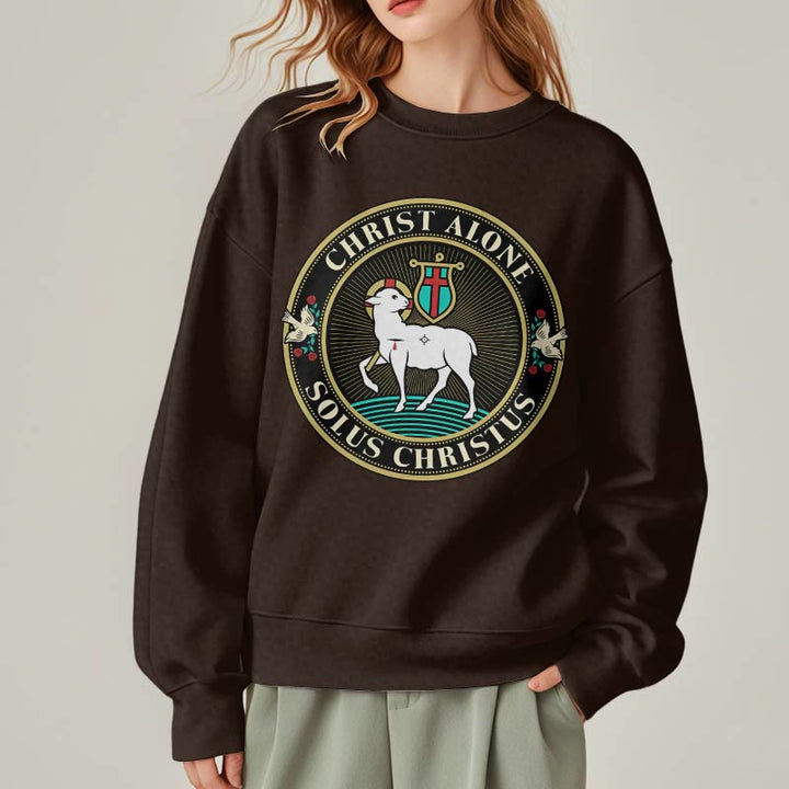 Christianartworkshop Moderner Stil Christ Alone Lamb of God Polyester-Sweatshirt mit Fleecefutter