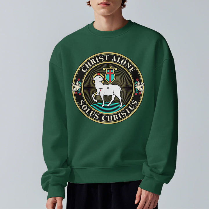 Christianartworkshop Moderner Stil Christ Alone Lamb of God Polyester-Sweatshirt mit Fleecefutter