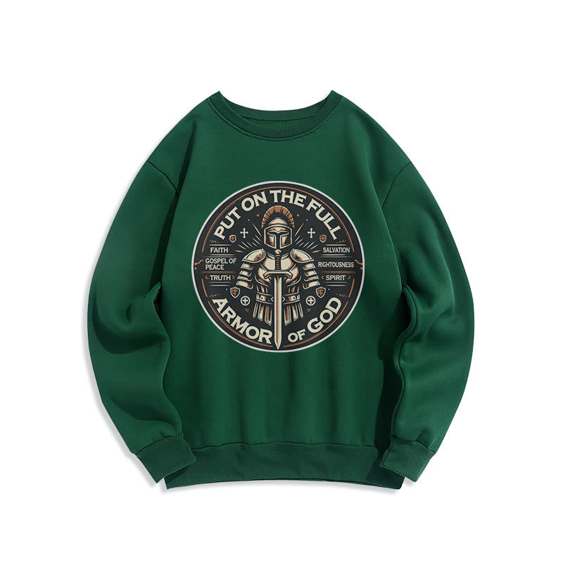 Christianartworkshop Moderner Stil „Zieh die volle Rüstung Gottes an“ Fleecegefüttertes Polyester-Sweatshirt - Grün - 2XL - image 20