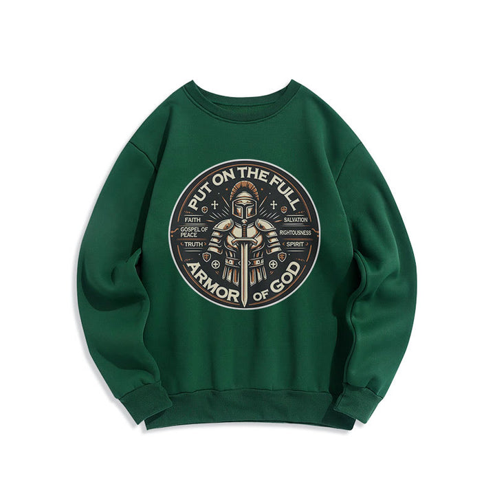 Christianartworkshop Moderner Stil „Zieh die volle Rüstung Gottes an“ Fleecegefüttertes Polyester-Sweatshirt - Grün - 2XL - image 20