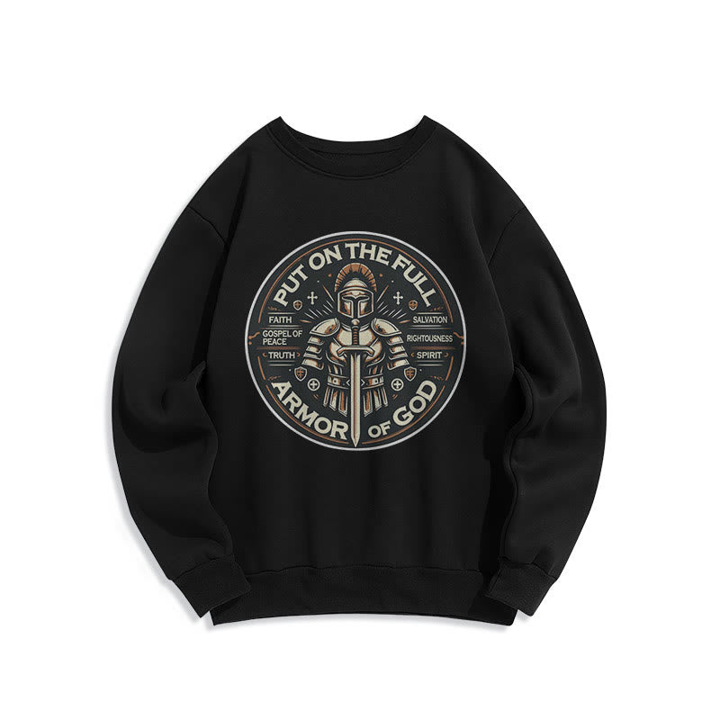 Christianartworkshop Moderner Stil „Zieh die volle Rüstung Gottes an“ Fleecegefüttertes Polyester-Sweatshirt - Schwarz - 2XL - image 5