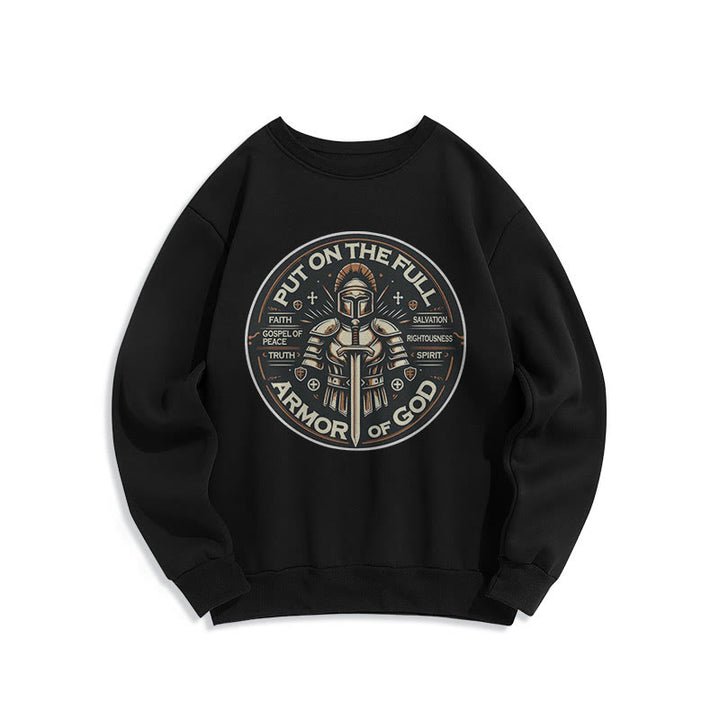 Christianartworkshop Moderner Stil „Zieh die volle Rüstung Gottes an“ Fleecegefüttertes Polyester-Sweatshirt - Schwarz - 2XL - image 5