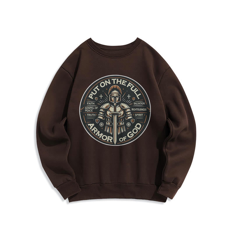 Christianartworkshop Moderner Stil „Zieh die volle Rüstung Gottes an“ Fleecegefüttertes Polyester-Sweatshirt - Braun - 2XL - image 15