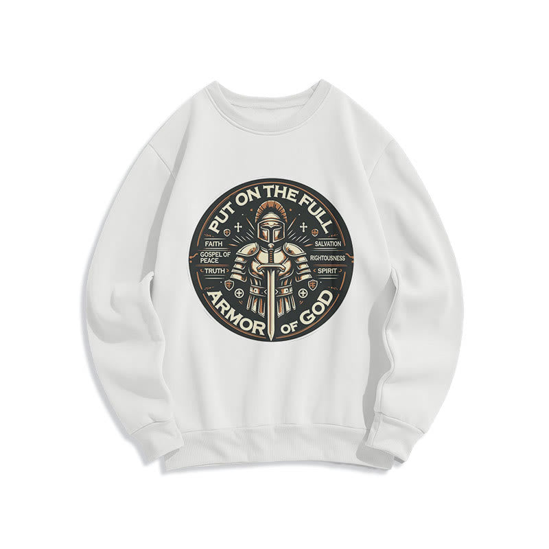 Christianartworkshop Moderner Stil „Zieh die volle Rüstung Gottes an“ Fleecegefüttertes Polyester-Sweatshirt - Weiß - 2XL - image 10