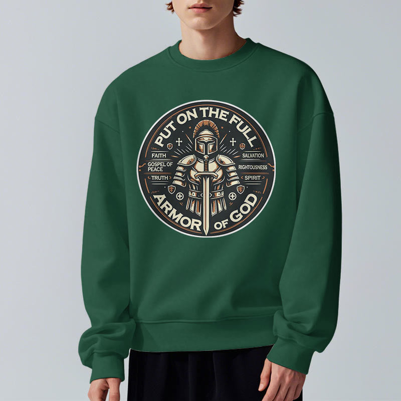 Christianartworkshop Moderner Stil: Zieh die volle Rüstung Gottes an, mit Fleece gefüttertes Polyester-Sweatshirt