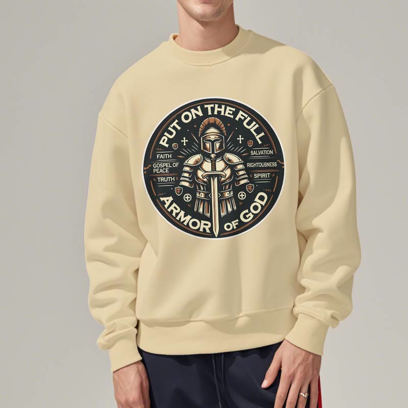 Christianartworkshop Moderner Stil „Zieh die volle Rüstung Gottes an“ Fleecegefüttertes Polyester-Sweatshirt - image 1