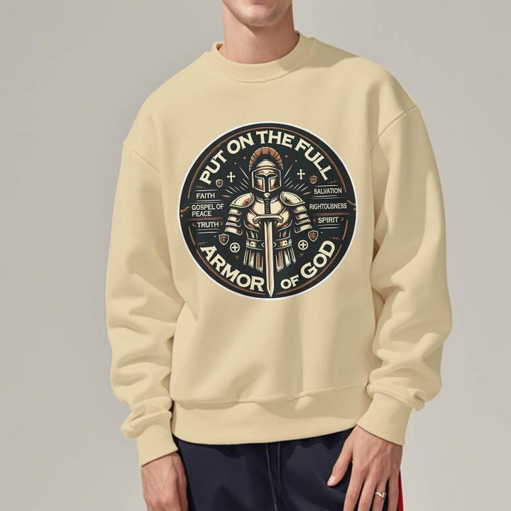 Christianartworkshop Moderner Stil „Zieh die volle Rüstung Gottes an“ Fleecegefüttertes Polyester-Sweatshirt - image 1