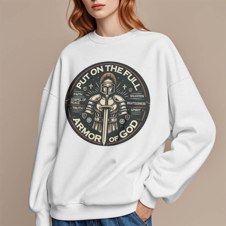 Christianartworkshop Moderner Stil: Zieh die volle Rüstung Gottes an, mit Fleece gefüttertes Polyester-Sweatshirt