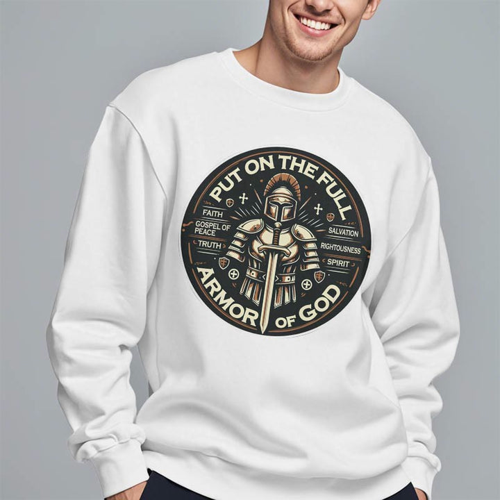 Christianartworkshop Moderner Stil: Zieh die volle Rüstung Gottes an, mit Fleece gefüttertes Polyester-Sweatshirt
