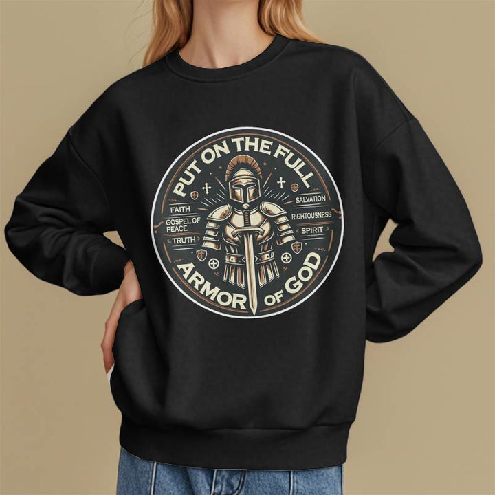 Christianartworkshop Moderner Stil: Zieh die volle Rüstung Gottes an, mit Fleece gefüttertes Polyester-Sweatshirt
