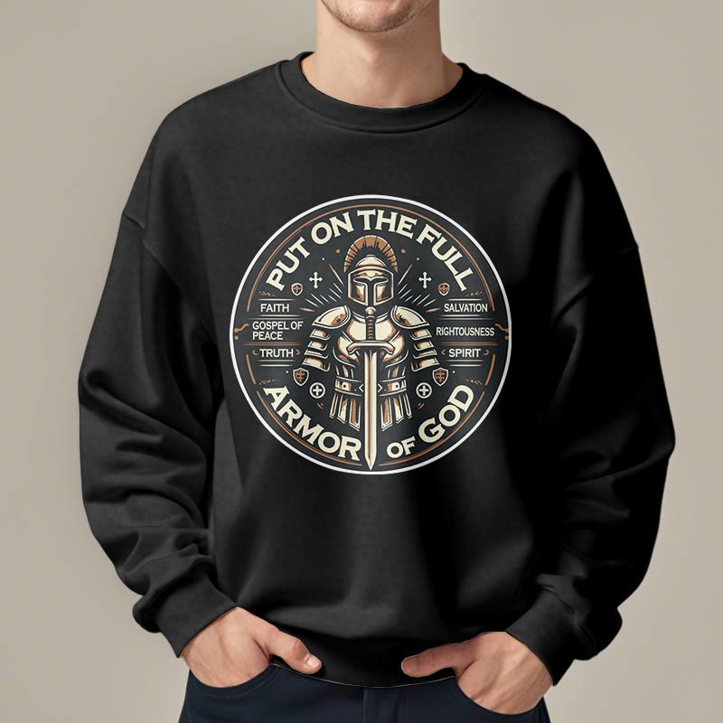 Christianartworkshop Moderner Stil: Zieh die volle Rüstung Gottes an, mit Fleece gefüttertes Polyester-Sweatshirt