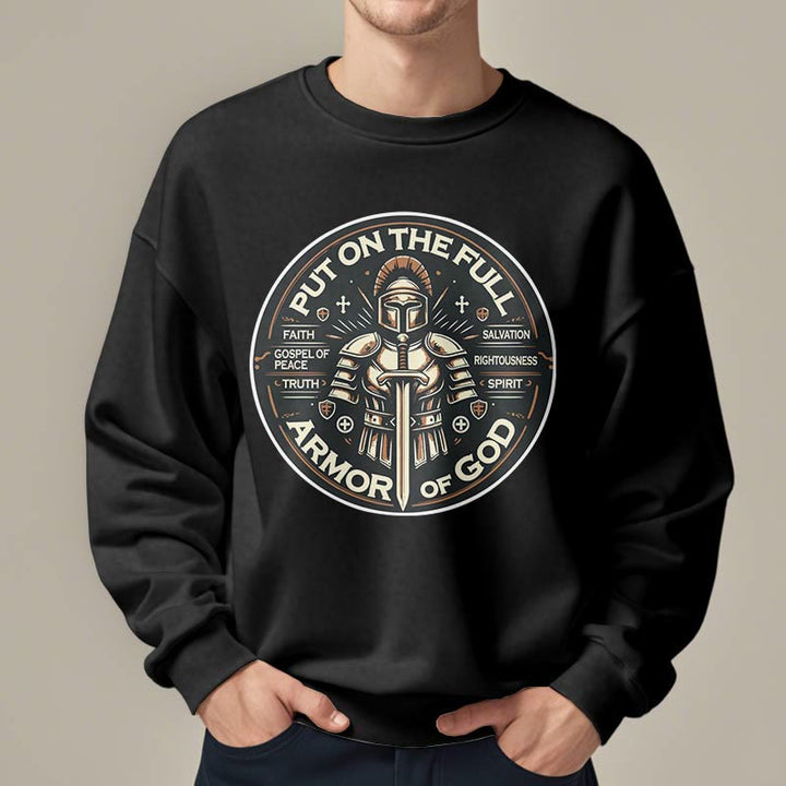 Christianartworkshop Moderner Stil: Zieh die volle Rüstung Gottes an, mit Fleece gefüttertes Polyester-Sweatshirt