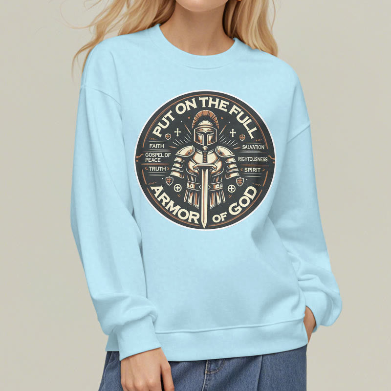 Christianartworkshop Moderner Stil „Zieh die volle Rüstung Gottes an“ Fleecegefüttertes Polyester-Sweatshirt - image 27