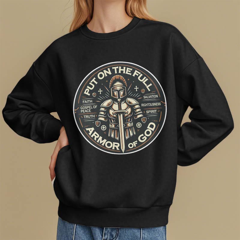 Christianartworkshop Moderner Stil „Zieh die volle Rüstung Gottes an“ Fleecegefüttertes Polyester-Sweatshirt - image 7
