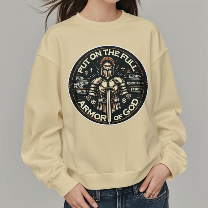 Christianartworkshop Moderner Stil „Zieh die volle Rüstung Gottes an“ Fleecegefüttertes Polyester-Sweatshirt - image 2