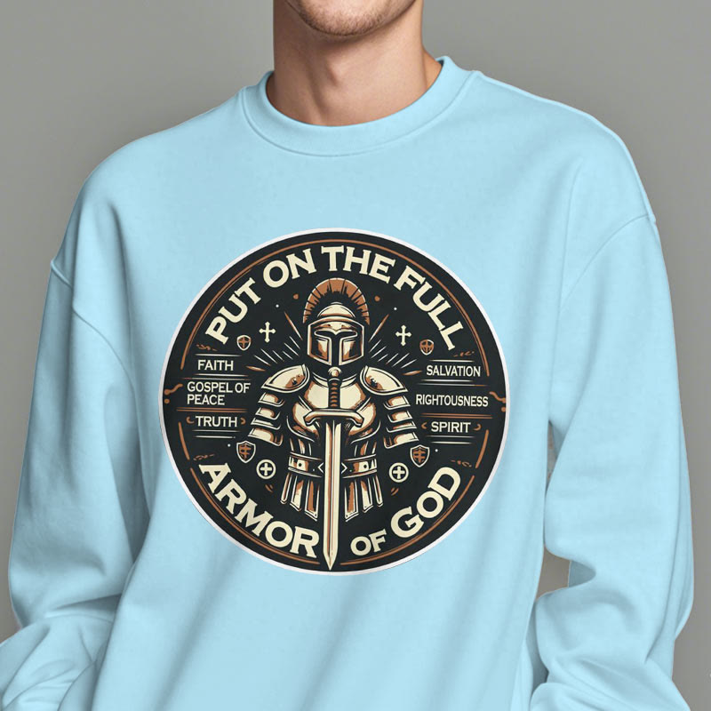 Christianartworkshop Moderner Stil „Zieh die volle Rüstung Gottes an“ Fleecegefüttertes Polyester-Sweatshirt - image 28