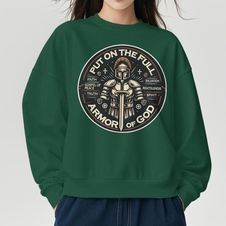 Christianartworkshop Moderner Stil: Zieh die volle Rüstung Gottes an, mit Fleece gefüttertes Polyester-Sweatshirt