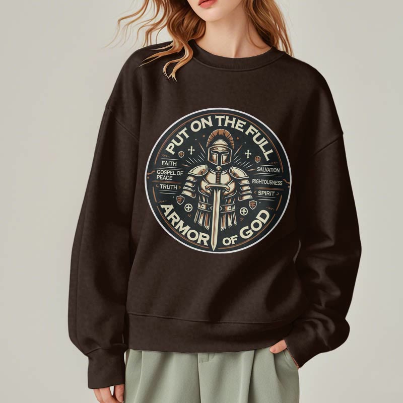 Christianartworkshop Moderner Stil: Zieh die volle Rüstung Gottes an, mit Fleece gefüttertes Polyester-Sweatshirt