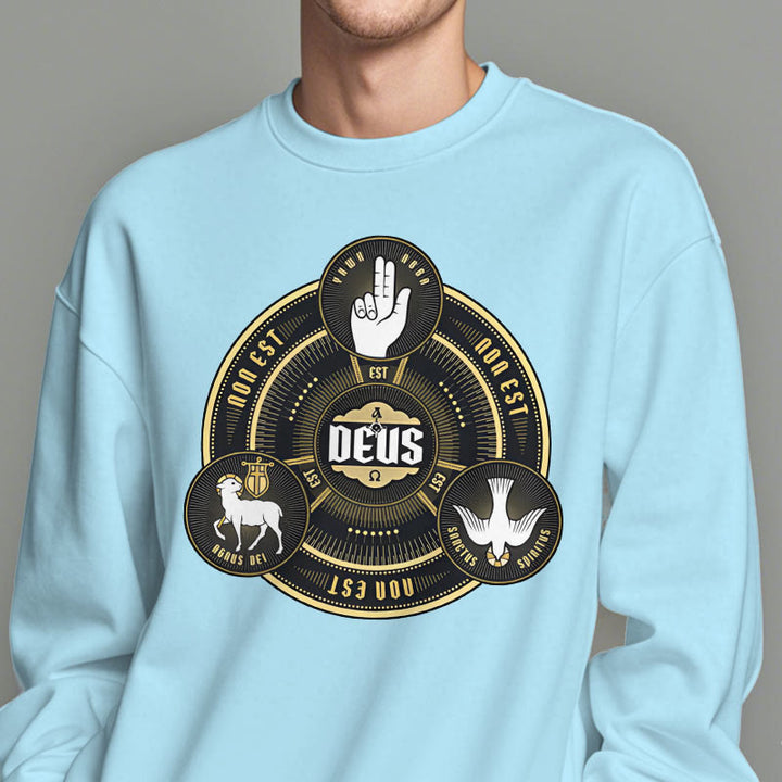 Christianartworkshop Sweatshirt im klassischen Stil mit Heiliger Dreifaltigkeit und Deus-Emblem, mit Fleecefutter aus Polyester