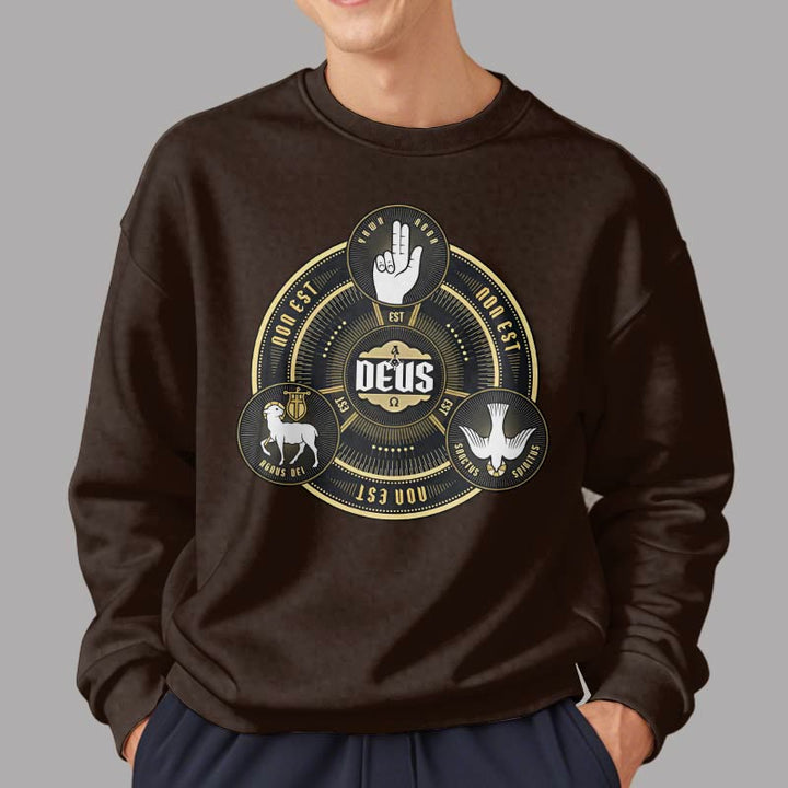 Christianartworkshop Sweatshirt im klassischen Stil mit Heiliger Dreifaltigkeit und Deus-Emblem, mit Fleecefutter aus Polyester