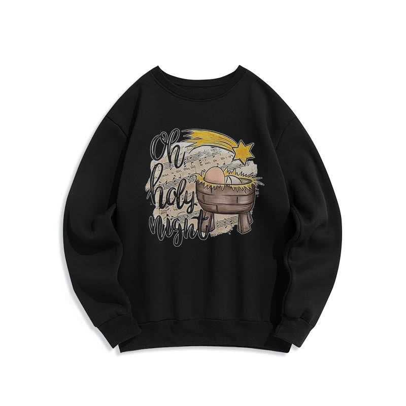 Christianartworkshop Farbiges Sweatshirt mit Krippenmotiv aus Fleece-gefüttertem Polyester - Schwarz - 2XL - image 5