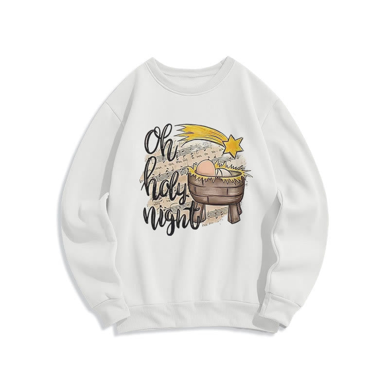 Christianartworkshop Farbiges Sweatshirt mit Krippenmotiv aus Fleece-gefüttertem Polyester - Weiß - 2XL - image 10