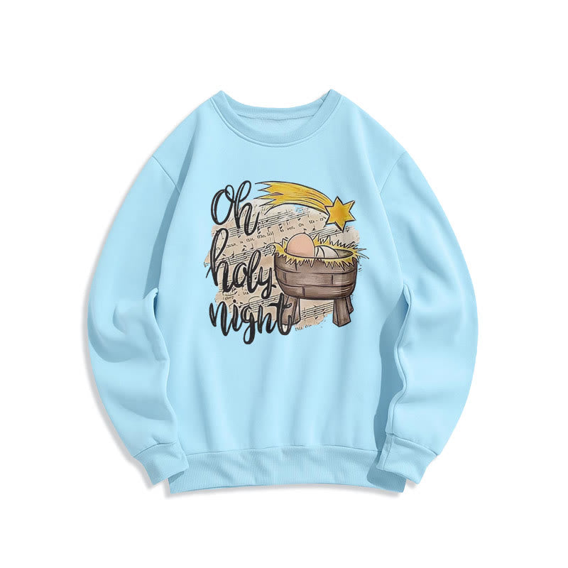 Christianartworkshop Farbiges Sweatshirt mit Krippenmotiv aus Fleece-gefüttertem Polyester - Blau - 2XL - image 0