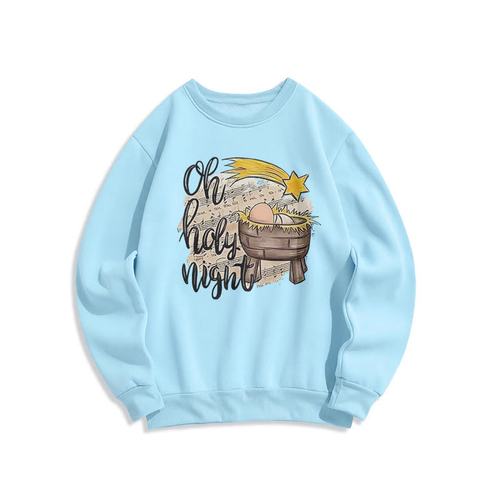 Christianartworkshop Farbiges Sweatshirt mit Krippenmotiv aus Fleece-gefüttertem Polyester - Blau - 2XL - image 0