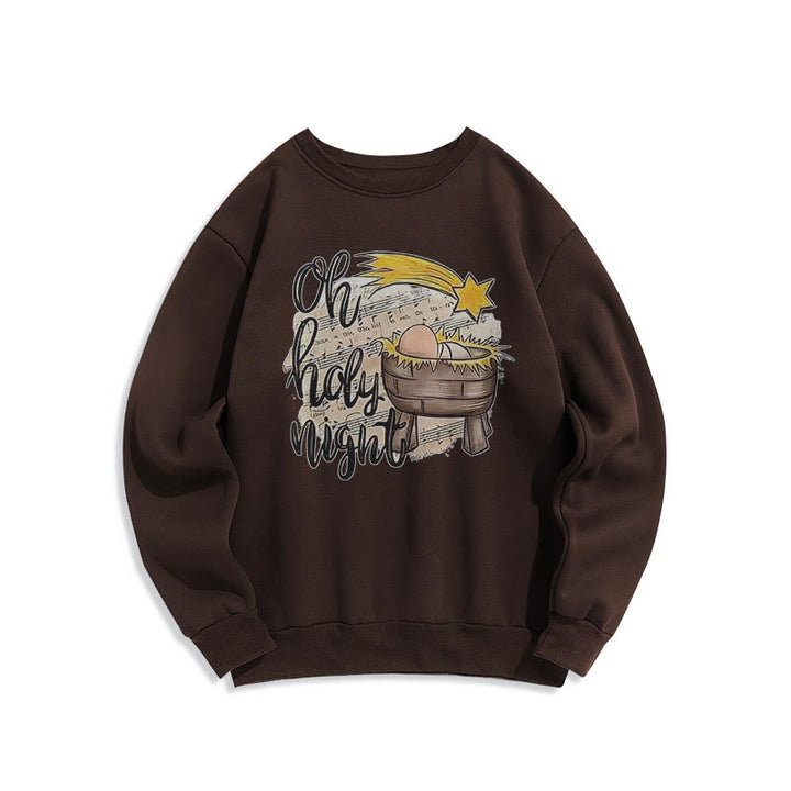 Christianartworkshop Farbiges Sweatshirt mit Krippenmotiv aus Fleece-gefüttertem Polyester - Braun - 2XL - image 20