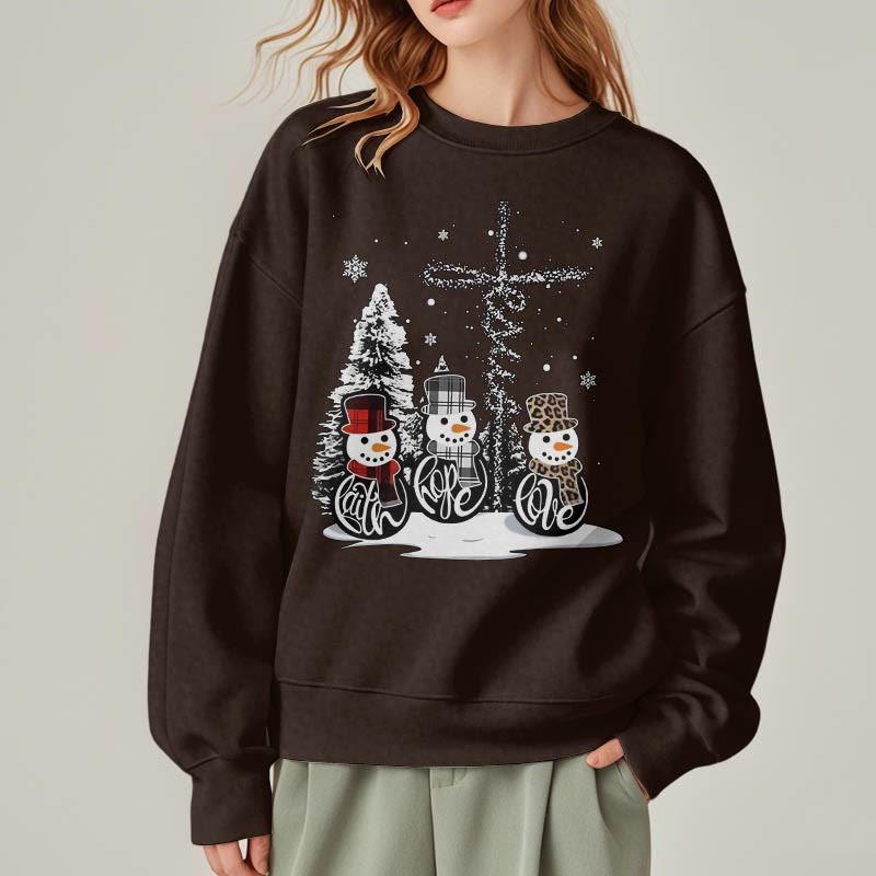 Christianartworkshop Farbiger Stil Glaube Hoffnung Liebe Weihnachten Fleece gefüttertes Polyester-Sweatshirt