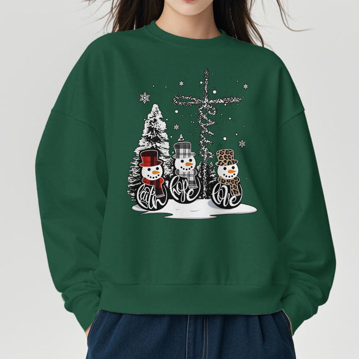 Christianartworkshop Farbiger Stil Glaube Hoffnung Liebe Weihnachten Fleece gefüttertes Polyester-Sweatshirt
