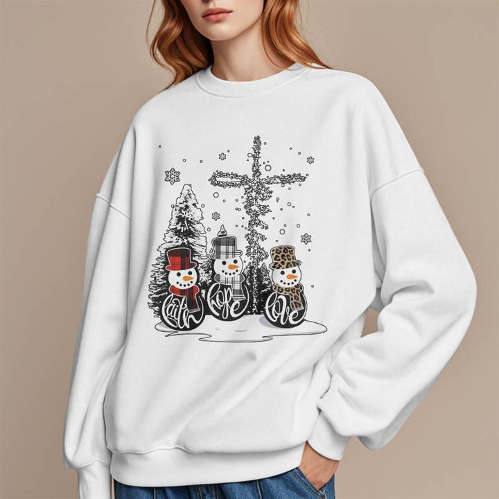 Christianartworkshop Farbiger Stil Glaube Hoffnung Liebe Weihnachten Fleece gefüttertes Polyester-Sweatshirt
