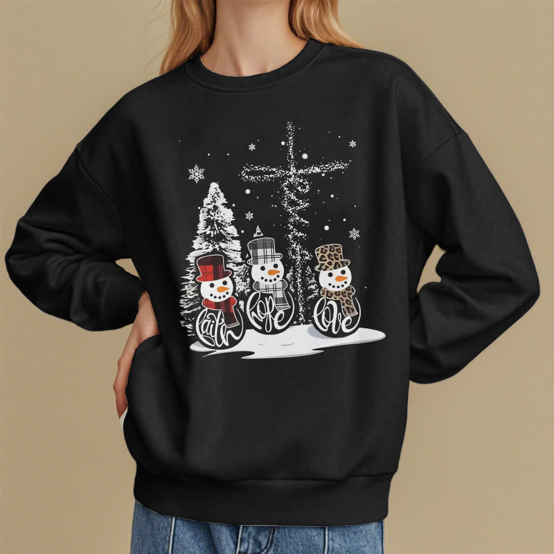 Christianartworkshop Farbiger Stil Glaube Hoffnung Liebe Weihnachten Fleece gefüttertes Polyester-Sweatshirt