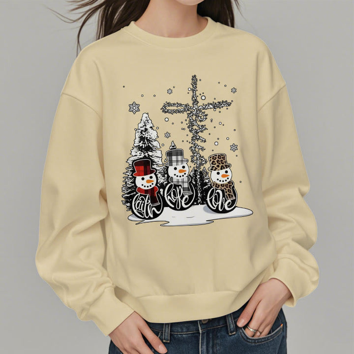 Christianartworkshop Farbiger Stil Glaube Hoffnung Liebe Weihnachten Fleece gefüttertes Polyester-Sweatshirt