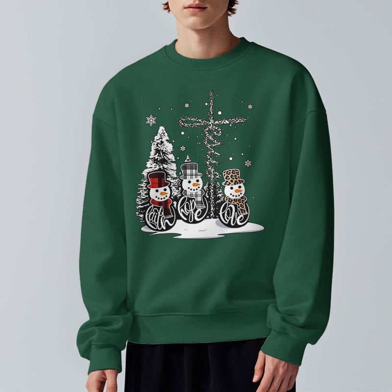 Christianartworkshop Farbiger Stil Glaube Hoffnung Liebe Weihnachten Fleece gefüttertes Polyester-Sweatshirt