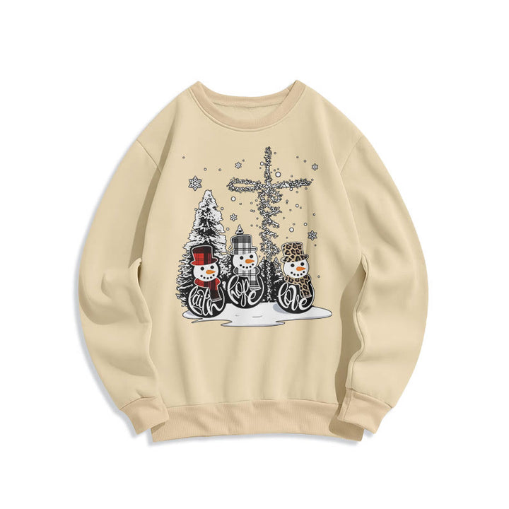 Christianartworkshop Farbiger Stil Glaube Hoffnung Liebe Weihnachten Fleece gefüttertes Polyester-Sweatshirt