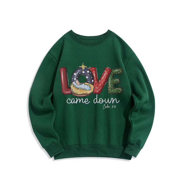 Christianartworkshop Colored Style Love Came Down Christmas Fleece Lined Polyester Sweatshirt - Grün - 2XL - image 20