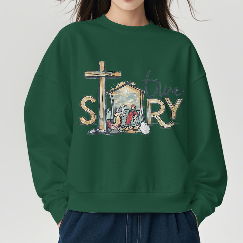 Christianartworkshop Modernes Sweatshirt mit Weihnachtsmotiv (wahre Geschichte) aus Polyester, gefüttert mit Fleece - image 23