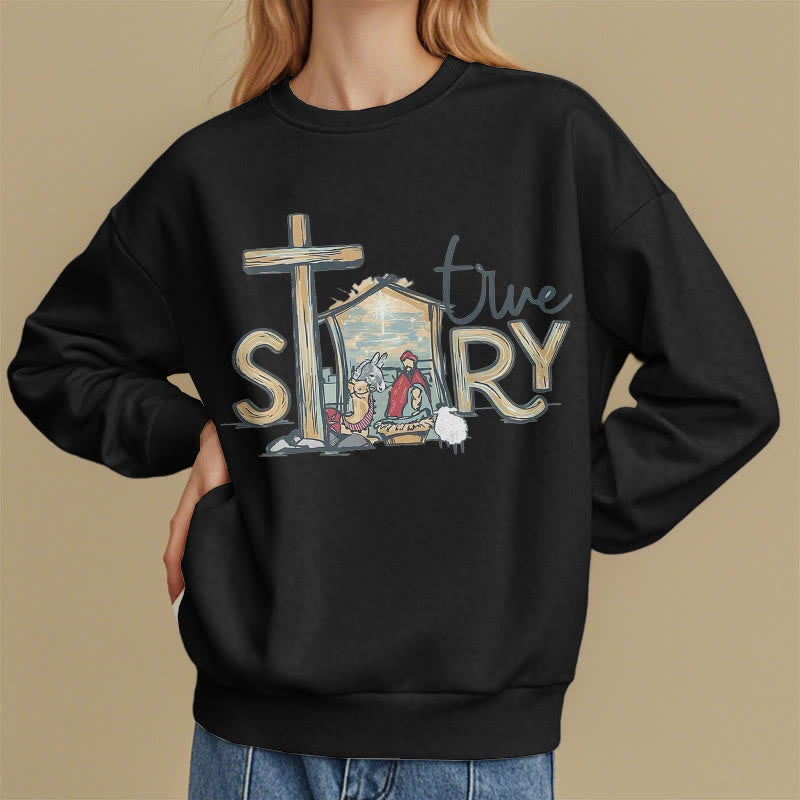 Christianartworkshop Modernes Sweatshirt mit Weihnachtsmotiv (wahre Geschichte) aus Polyester, gefüttert mit Fleece - image 8