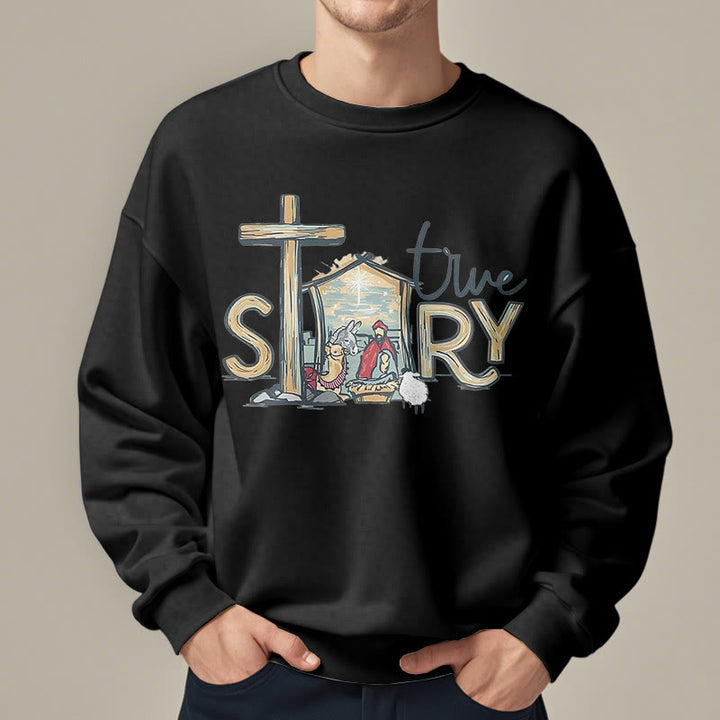 Christianartworkshop Modernes Sweatshirt mit Weihnachtsmotiv (wahre Geschichte) aus Polyester, gefüttert mit Fleece - image 7