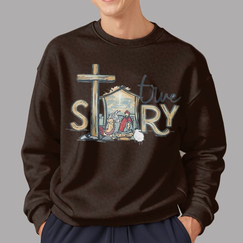 Christianartworkshop Modernes Sweatshirt mit Weihnachtsmotiv (wahre Geschichte) aus Polyester, gefüttert mit Fleece - image 17
