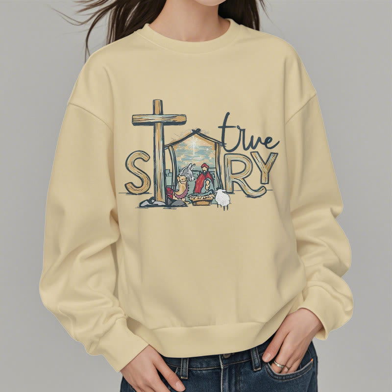 Christianartworkshop Modernes Sweatshirt mit Weihnachtsmotiv (wahre Geschichte) aus Polyester, gefüttert mit Fleece - image 13