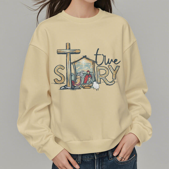 Christianartworkshop Modernes Sweatshirt mit Weihnachtsmotiv (wahre Geschichte) aus Polyester, gefüttert mit Fleece - image 13