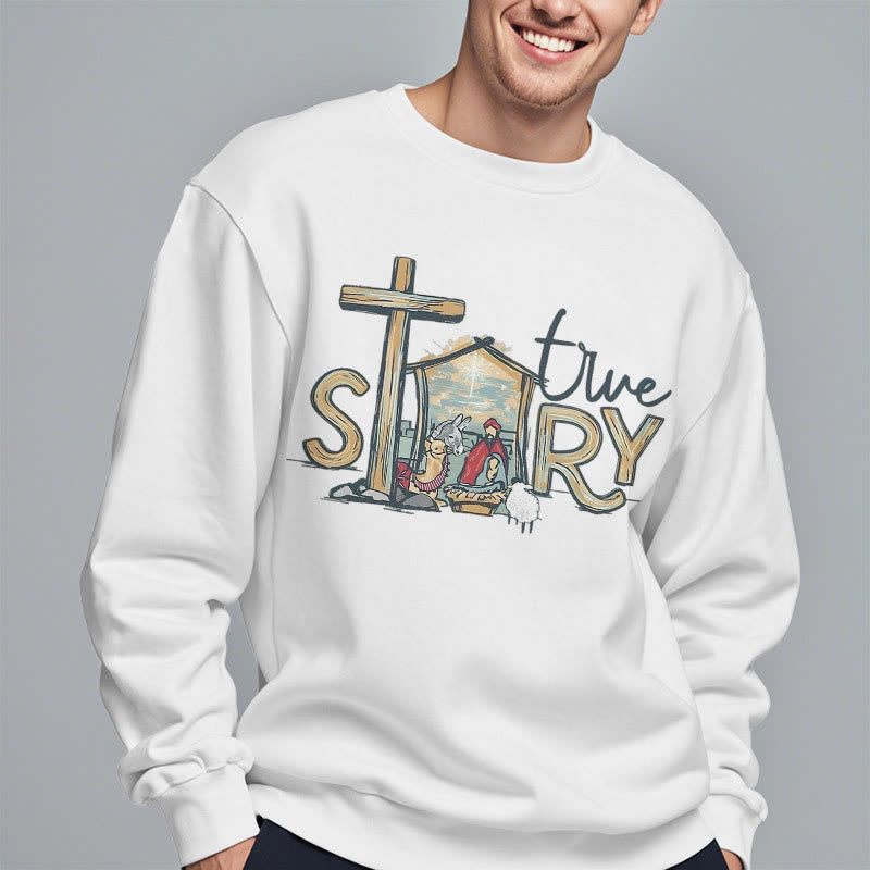 Christianartworkshop Modernes Sweatshirt mit Weihnachtsmotiv (wahre Geschichte) aus Polyester, gefüttert mit Fleece - image 2