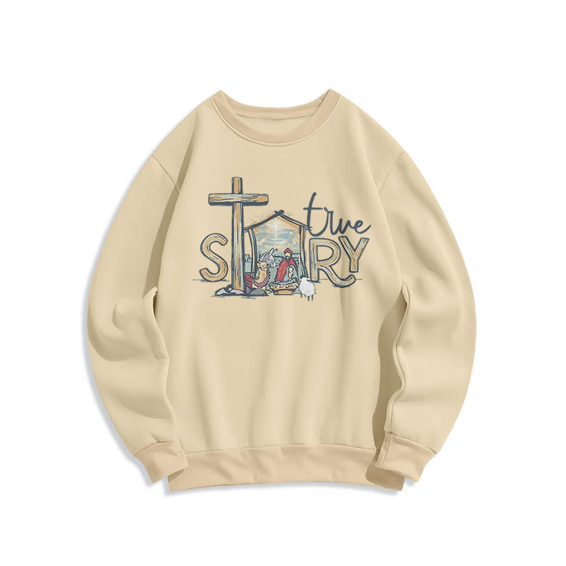 Christianartworkshop Modernes Sweatshirt mit Weihnachtsmotiv (wahre Geschichte) aus Polyester, gefüttert mit Fleece - Beige - 2XL - image 10