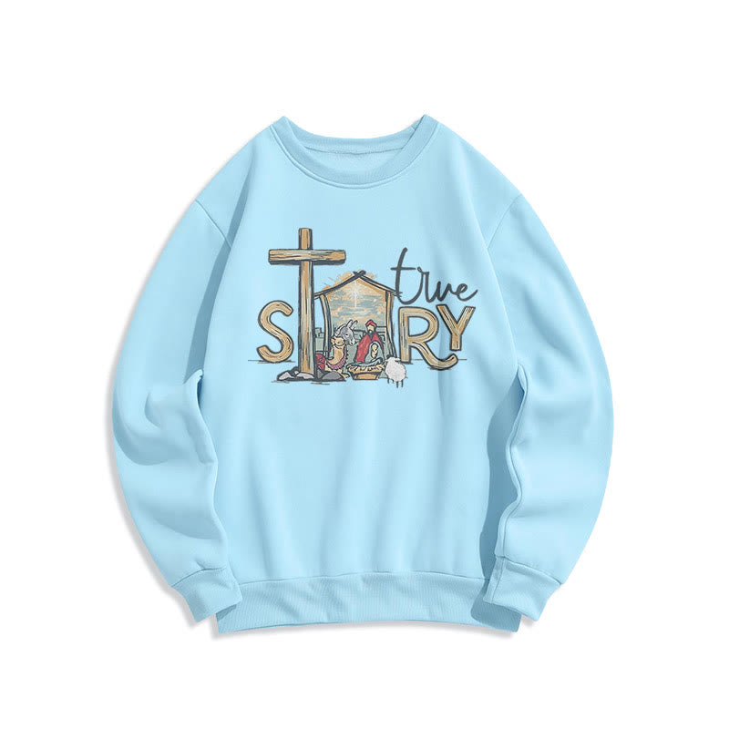 Christianartworkshop Modernes Sweatshirt mit Weihnachtsmotiv (wahre Geschichte) aus Polyester, gefüttert mit Fleece - Blau - 2XL - image 25