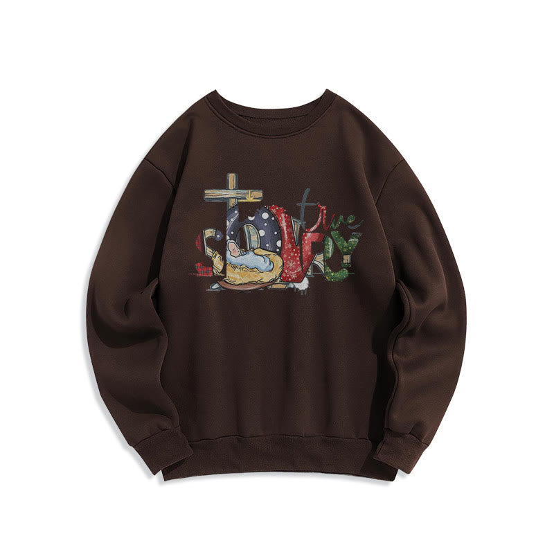 Christianartworkshop Modernes Sweatshirt mit Weihnachtsmotiv (wahre Geschichte) aus Polyester, gefüttert mit Fleece - Braun - 2XL - image 15