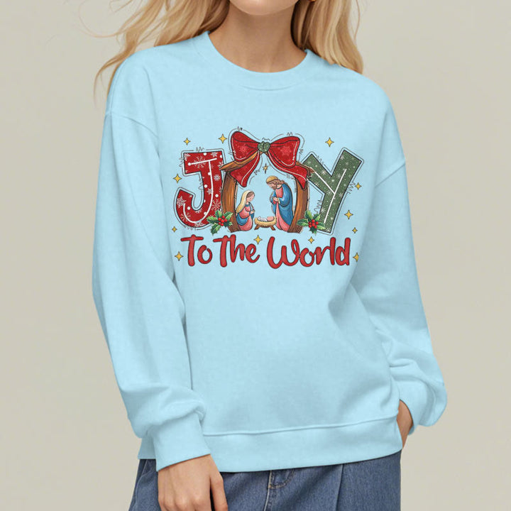Christianartworkshop Farbiger Stil „Joy To The World“-Krippenszene, Polyester-Sweatshirt mit Fleecefutter