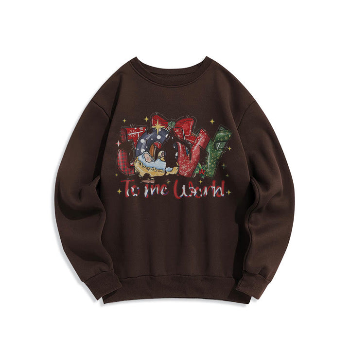 Christianartworkshop Farbiger Stil „Joy To The World“-Krippenszene, Polyester-Sweatshirt mit Fleecefutter