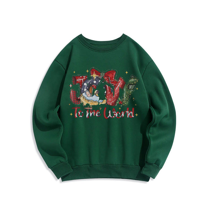 Christianartworkshop Farbiger Stil „Joy To The World“-Krippenszene, Polyester-Sweatshirt mit Fleecefutter